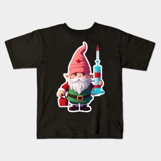 Christmas Nurse Santa Gnome Kids T-Shirt